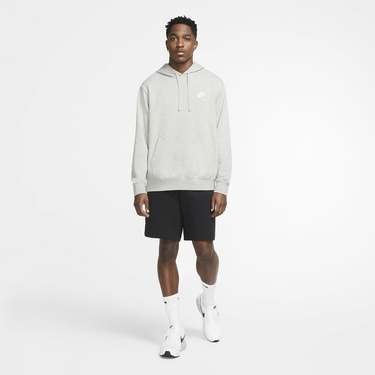 Nike Club Swoosh Felpa Dark Grey Heather/Matte Silver/White