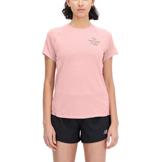 New Balance Printed Impact Maglietta Pink Moon Heather