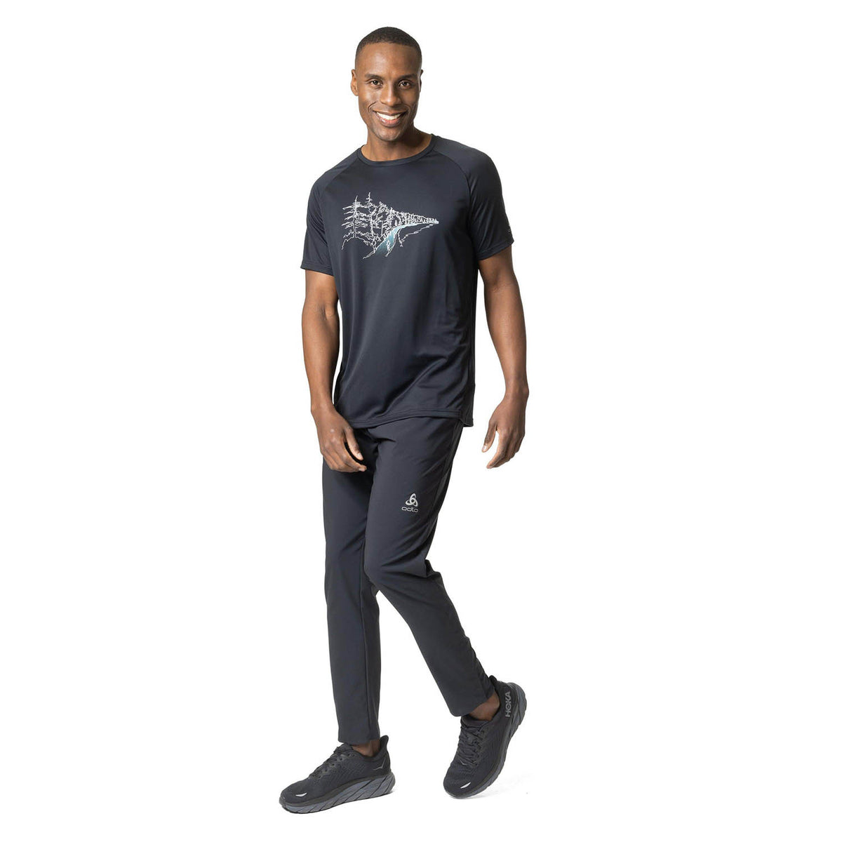 Odlo Crew Essential Print Maglietta Black