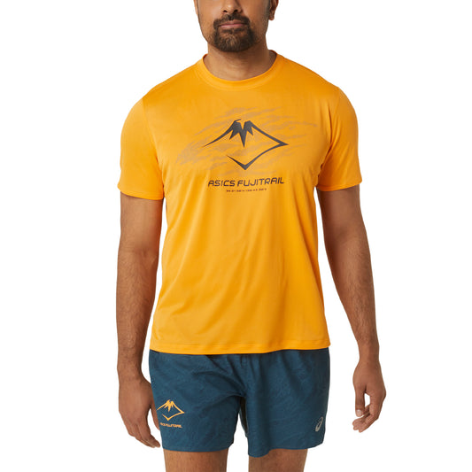 Asics Fujitrail Logo Maglietta Fellow Yellow/Lichen Green/Graphite Grey