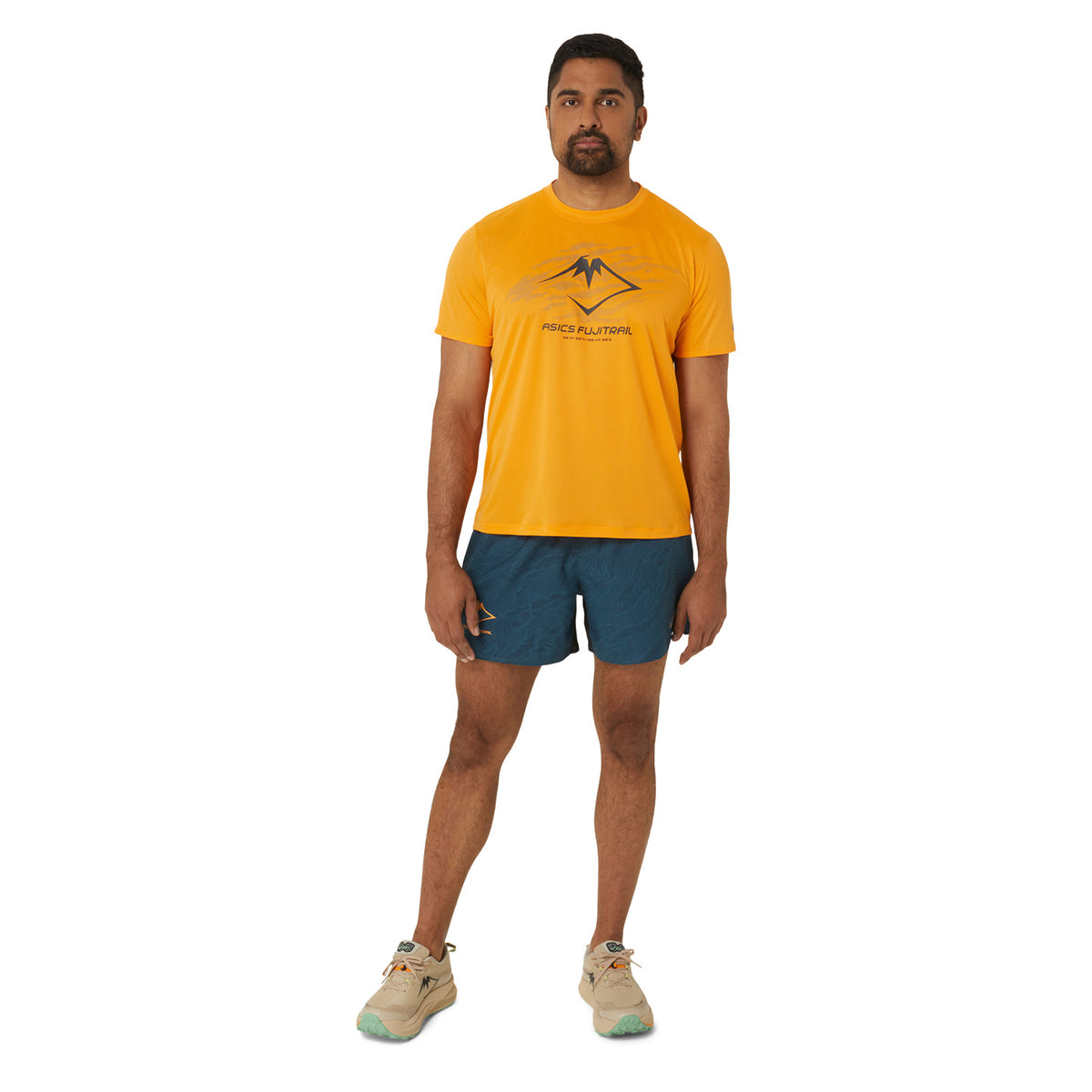 Asics Fujitrail Logo Maglietta Fellow Yellow/Lichen Green/Graphite Grey