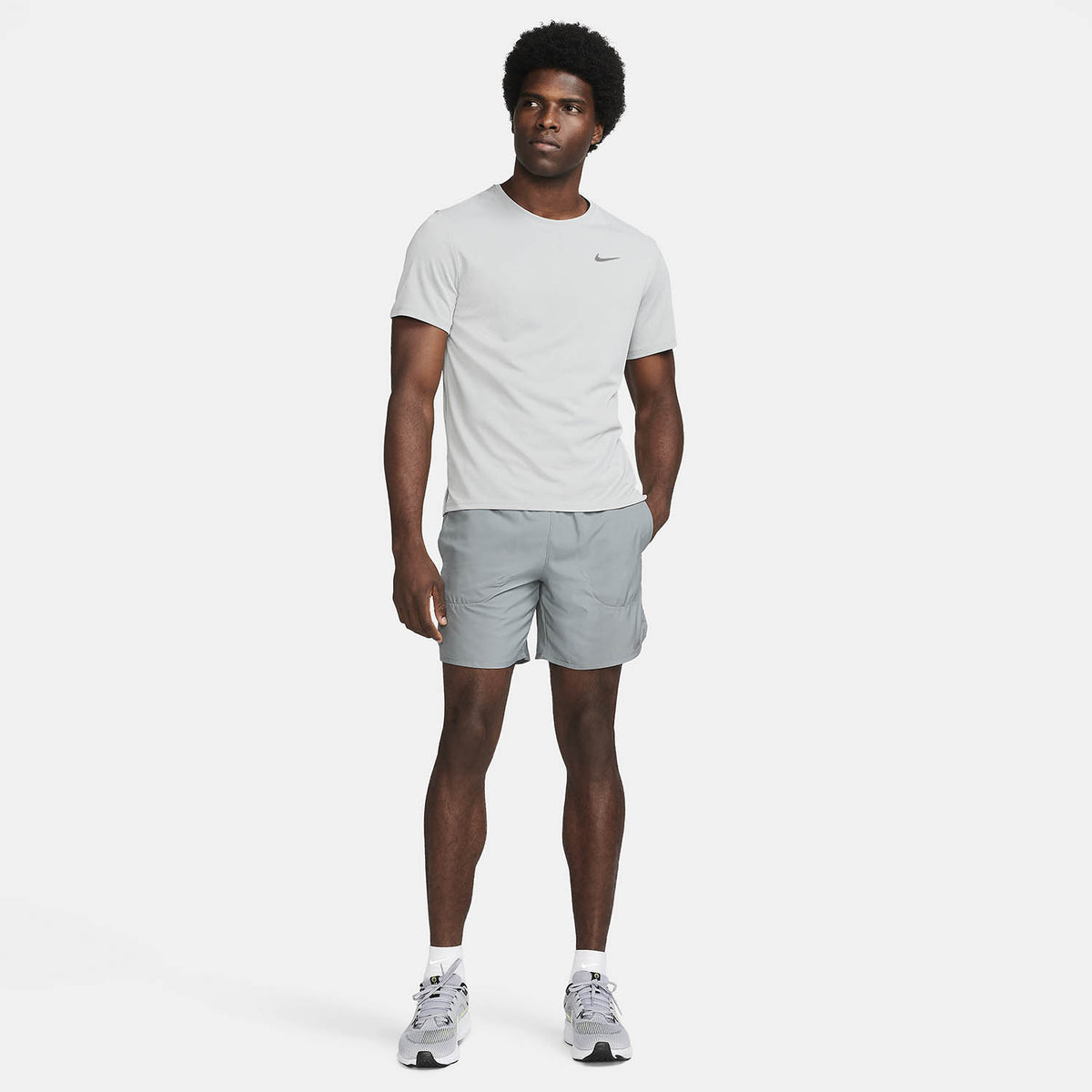 Nike Dri-FIT UV Run Division Miler Maglietta Grey Fog/Particle Grey/Reflective Silver